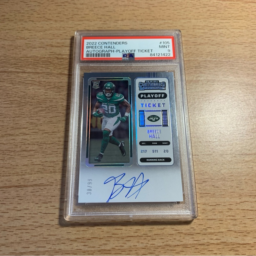 2022 Panini Contenders Playoff Ticket Breece Hall /99 New York Jets PSA 9 POP 6